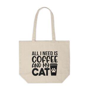 All I Need Is Coffee and My Cat Custom Canvas Tote Bag